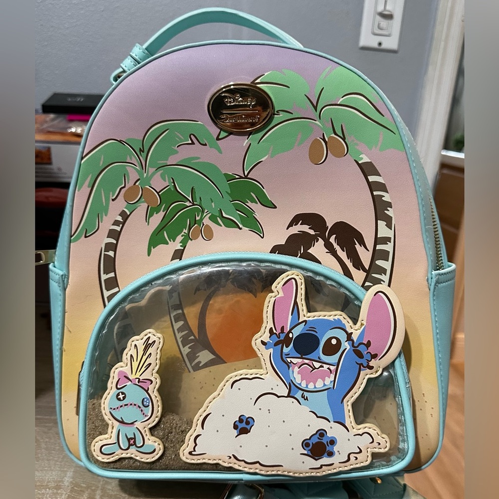 Disney Stitch at the beach backpack approx 11x10
